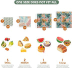Akeeko Reusable Beeswax Food Wraps - Assorted 9 Packs, Reusable, Plastic-Free Food Storage, 5 Small, 2 Medium, 1 Large Wraps, 1 Extra Large with Tropical Leave Pattern