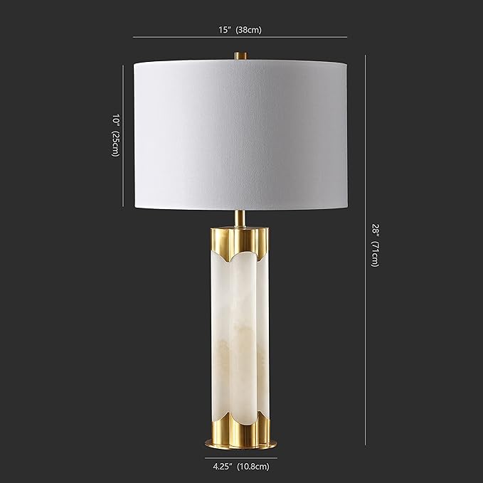 SAFAVIEH Couture Lighting Collection Chavez Alabaster/Gold 28-inch Bedroom Living Room Home Office Desk Nightstand Table Lamp (LED Bulb Included)