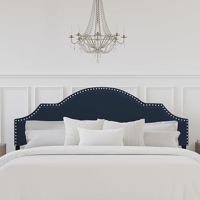 Hillsdale Cynthia Upholstered King Adjustable Headboard, Navy