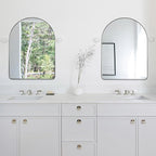 ANDY STAR 30 x 40 Inch Arched Mirror, Brushed Nickle Bathroom Mirror in Stainless Steel Metal Frame, Arch Top Rounded Corner 1 Inch Deep Set Design Wall Mount Hangs Vertical