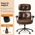Home Office Desk Chair, Mid-Century Modern Office Chair with Adjustable Lumbar Support, Thickened Cushion Executive Desk Chair with 360 Rolling Swivel for Meeting Game Study Room(Coffee)