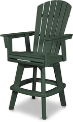 POLYWOOD® Nautical Curveback Adirondack Swivel Bar Chair in Green