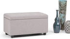 SIMPLIHOME Cosmopolitan 34 inch Wide Transitional Rectangle Storage Ottoman in Cloud Grey Linen Look Fabric, Assembled, For the Living Room, Entryway and Family Room