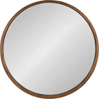 Kate and Laurel Hutton Round Wood Framed Wall Mirror, 36" Diameter, Natural Rustic Brown, Geometric Home Decor