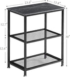 VECELO Tall End Side Tables, 30" Height Nightstand with 3-Tier Storage Shelf for Bedroom Living Room, Easy Assembly,Industrial Style, Carbon Grey