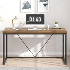 EXCEFUR Industrial Computer Desk, Wood and Metal Home Office Desk, Writing Study Work PC Table for Living Room Bedroom, Rustic Brown, 53 inch