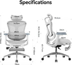 SIHOO Doro C300 Ergonomic Office Chair with Footrest, Ultra Soft 3D Armrests, Dynamic Lumbar Support for Home Office Chair, Adjustable Backrest Desk Chair, Swivel Big and Tall Computer Chair (Grey)