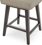 CHITA 26 Inch Counter Height Swivel Bar Stools Set of 2, FSC Certified Modern Upholstered Faux Leather Swivel Barstool Chair with Back, Stone Grey