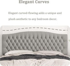 King Headboard Only, Upholstered Headboard for Adjustable Bed Velvet Tufted Cal King Size Wall Mounted Head Board with Solid Wood Legs Head Board, Gray