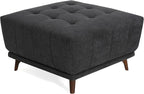 Christopher Knight Home Kinsley Square Ottoman Footstool, Ottoman Chair with Large Seat, Chenille Fabric Upholstery Coffee Table, Modern Side Table for Living Room Bedroom Home Decor, Grey