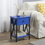VECELO End Tables, Modern Nightstand with Drawer & Shelf, Night Stand for Bedroom Living Room,Industrial Metal Frame