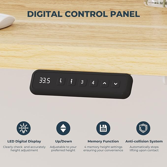 L-Shaped Standing Desk, 63 x 55 Inches Height Adjustable Desk, Sit and Stand up for Work Office Home, Ergonomic Rising Computer Table for Home Office with Splice Board, Maple