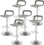 NOBPEINT NOB Contemporary Chrome Air Lift Adjustable Swivel Bar Stool (6 Pieces, Gray)