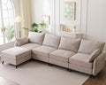 135'' Modular Sectional Sofa with All Seats Storage, Oversized L Shaped Couch for Living Room,4-Seater Comfy Cloud Couches with Movable Ottoman,Big Sectional for Bedroom,Velet,Khaki
