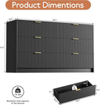 Black Dresser for Bedroom, Modern Dresser with 6 Drawers and Smooth Slides, Wide Chest of Drawers with Golden Handles for Bedroom, Living Room, Closet, 15.7" D x 55.1" W x 31.4" H