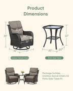 HUMMUH Wicker Patio Furniture High Back Swivel Rocker Patio Chairs Outdoor Bistro Set with Ottomans Side Table for Porch Garden Deck