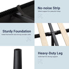 Allewie Queen Size Upholstered Bed Frame with Vertical Channel Tufted Headboard, Soft Corduroy Fabric Platform Bed, Strong Wooden Slats Support, Easy Assembly, No Box Spring Needed, Black