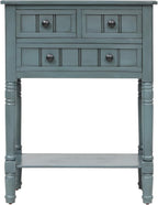 Knocbel Slim Antique Entry Console Table with Drawers & Bottom Open Shelf, Solid Wood Sofa Couch Table for Entryway Hallway Living Room (Navy)