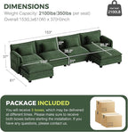 ELUCHANG 153" Oversized Modular Sectional Sofa, Comfy Deep Seat Cloud Couch, 6 Seater U Shaped Modern Sofa with Removable Cover for Living Room, Apartment, DIY Combination, Chenille Olive Green
