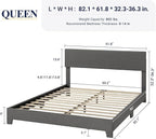 Allewie Queen Bed Frame with Adjustable Headboard, Upholstered Platform Bed with Wood Slats, Heavy Duty Mattress Foundation, No Box Spring Needed, Noise-Free, Easy Assembly, Dark Grey