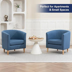 Accent Barrel Chairs Set of 2, Modern Comfy Living Room Chairs with Armrest Small Reading Chair with Cozy Soft Padded for Bedroom Reception Room Cafe, Blue