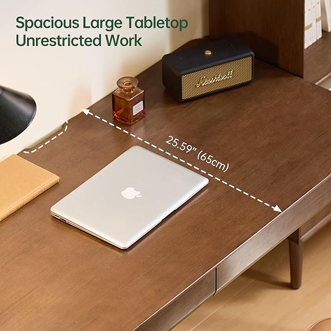 YESWOOD Vintage Solid Wood Computer Desk, Office Desk with Storage Drawers, Writing Desk for Home Office, Study 55.11" W