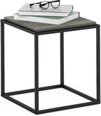 Furinno Moretti Cube Modern Stackable End Table Shelf, French Oak Grey
