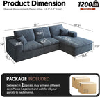 107'' L-Shaped Modern Modular Sectional Cloud Couch, 4-Seat Chenille Deep-Seat Sofa with Pillow for Living Room, Bedroom, Apartment, Ocean Blue