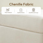 Chenille Swivel Accent Chair, Living Room Chairs, No Assembly Upholstered Armchair, 360°Rotating Barrel Chair for Bedroom, Apartment & Reading Nook (1, Cream White)