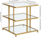 Henn&Hart 22" Wide Square Side Table in Brass, for Home, Living Room, Bedroom, Entertainment Room, Office
