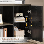 Tribesigns 85.8-Inch L-Shaped Executive Office Desk with File Drawers & Storage Cabinet, Professional Corner Computer Desk Extra Large Business Workstation with Adjustable Shelves (Gray&Black)