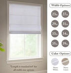 Madison Park Galen Matte White Cordless Roman Shades - Fabric Privacy Single Panel Darkening, Energy Efficient, Thermal Insulated Window Blind Treatment, for Home, Living Room Decor, 27" W x 64" H