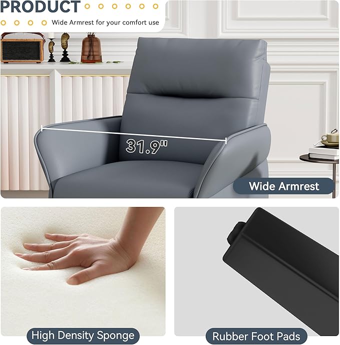 HAOBO Home Modern Accent Chair Upholstered Faux Leather Armchair for Bedroom Living Room Chairs Office Chair Leisure Chairs Grey Set of 2