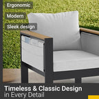 Corinth 5-Piece Aluminum Patio Conversation Set - Outdoor, Porch, Balcony, Yard, Gardern, All Weather Furniture Set with 3 Seater Sofa, White