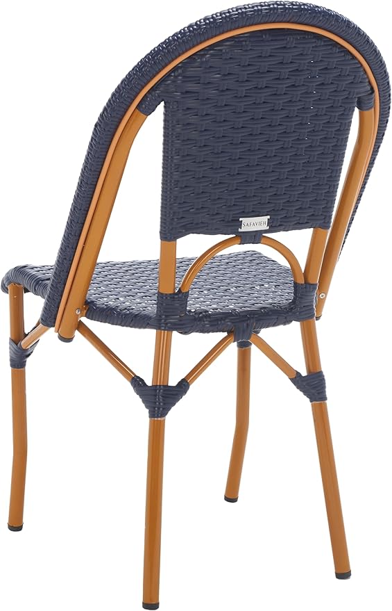 SAFAVIEH Outdoor Collection California Bistro Navy Side Chair Set of 2 (Fully Assembled)