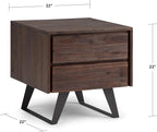 SIMPLIHOME Lowry SOLID ACACIA WOOD and Metal 22 inch Wide Square Modern Industrial Side Table in Distressed Charcoal Brown for the Living Room and Bedroom