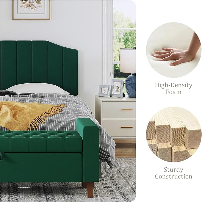 King Size Headboard Only, Velvet Upholstered Headboard King/California King Size Wall Mount and Bed Frame Mount, Featuring High-Density Sponge Padding Easy Assembly Comfort Style-Jade Green