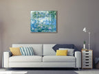 Wieco Art Framed Wall Art Water Lilies by Claude Monet Canvas Print Paintings Reproduction Modern Canvas Wall Art for Home and Office Decoration Abstract Artwork Silver Frame