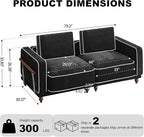 80" Loveseat Sofa Cloud Modular Sectional Couch,Deep Love Seat Couch with Armrests Wooden Legs,2 Seater Comfy Thicked Cushion Upholstered Sofa for Living Room Bedroom,Black
