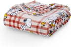 Berkshire Blanket Peanuts® VelvetLoft® Cute Character Snoopy Plush Blanket,Snoopy and Woodstock Wood Holiday Plaid Medium Tan,Full/Queen 90 in x 90 in (Official Peanuts® Product)