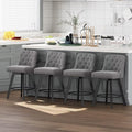 MINCETA Bar Stools Set of 4, 26 Inch Upholstered Barstools with Low Tufted Back and Footrest, Swivel Counter Height Barstools for Kitchen Island Home Bar Performance Fabric Gray