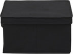Household Essentials Large Fabric Storage Box With Lid Box, Black, Set of 2