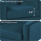 Accent Chair, Mid-Century Modern Velvet Fabric Chairs with Arms for Living Room, Comfy Upholstered Club Single Sofa Armchair for Bedroom Waiting Room with Solid Wood Frame (Velvet Blue, Set of 1)