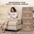 Large Glider Rocker Recliner,Beige Swivel Rocking Recliner Chair,Reclining Sofa Rocking Chair Nursery,23 Inches Deep Seat & 27 inches High Back,for Living Room, Bed Room‎ (Beige)