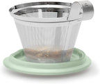 Tea Forte Double-Walled Ceramic Kati Cup, Removable Stainless Steel Infuser Basket and Lid, Steeps 12 oz Loose Leaf Tea, Dishwasher & Microwave Safe, Fleur