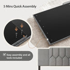 Upholstered Tufted Headboard, 3 in 1 Headboard for Full/Queen/King Size Bed, Height & Width Adjustable Head Boards, Attach Frame, Study & Comfortable, Ideal for Bedroom, Dorm, Guest Room, Grey
