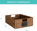 Best Choice Products Set of 4 16x12in Large Water Hyacinth Pantry Baskets, Woven Organizers w/Chalkboard Label, Chalk Marker - Chestnut