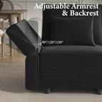 Vesgantti Sectional Sleeper Sofas with Storage, 92" Sofa Bed with 6 Seats Storage Chaises Removeble Cover, Deep Seat Modular Couches Velvet Couch Set for Living Room, Apartment, Home Theatre, Black