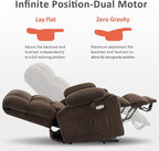 MCombo Dual Motor Power Lift Recliner Chair with Massage and Heat for Elderly People, Infinite Position, USB Ports, Cup Holders, Fabric 7890 (Medium, Mocha)