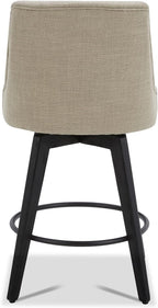 Watson & Whitely Counter Height Bar Stools Set of 3, Performance Fabric Upholstered Modern Swivel Barstool with Back, Solid Wood Legs, 26" H Seat, Tan